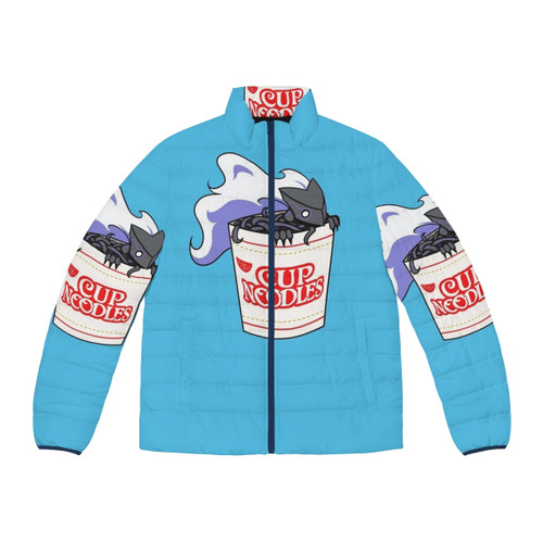 Cup Merkava Puffer Jacket, a stylish anime-inspired jacket for fighting game enthusiasts