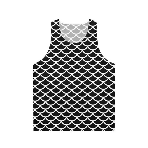 Unisex black and white fish scale pattern tank top