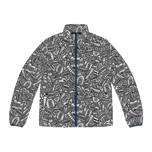 Vintage crinoid fossil patterned puffer jacket