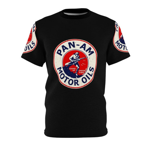 Vintage Pan Am Motor Oils logo graphic on a high-quality t-shirt