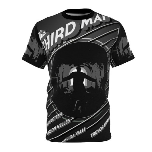 Vintage-inspired black and white t-shirt featuring classic movie poster art for "The Third Man"