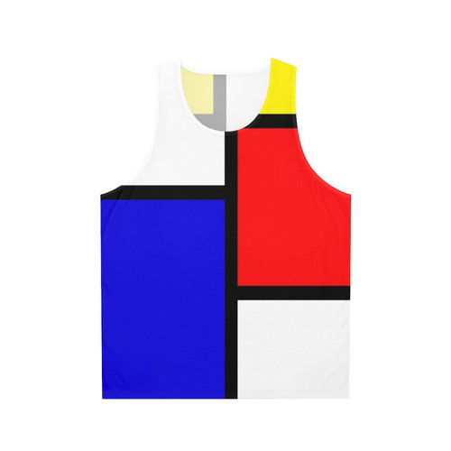 Mondrian-inspired unisex tank top with geometric primary color design