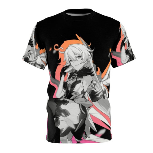 Anime-inspired graphic t-shirt featuring Kiana Kaslana, the Herrscher of the Void from Honkai Impact