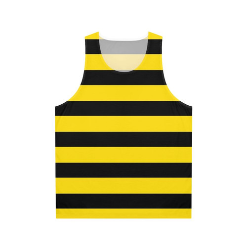 Wide horizontal yellow and black striped unisex tank top