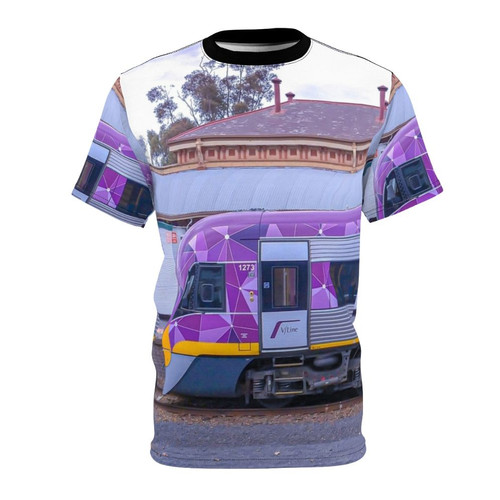 Vline train traveling along the tracks in Bendigo, Victoria, Australia