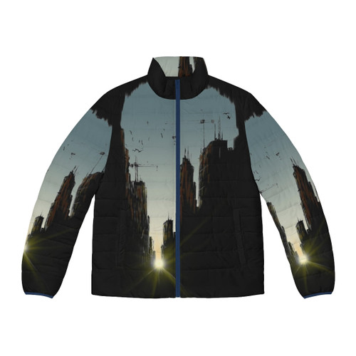 Model wearing a Concrete Jungle Puffer Jacket, blending urban and natural elements