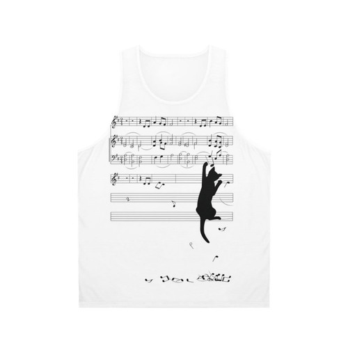 Mischief Unisex Tank Top with whimsical cat music art