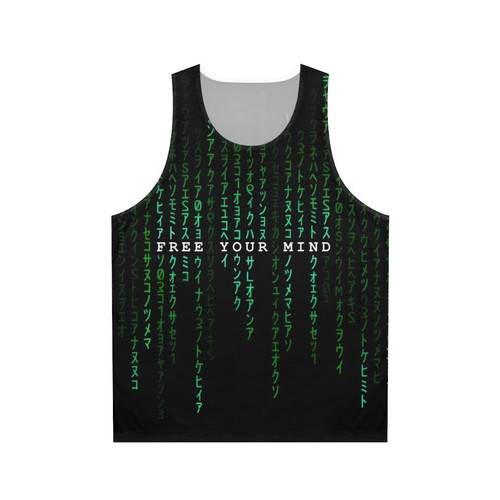 Matrix inspired digital rain design unisex tank top