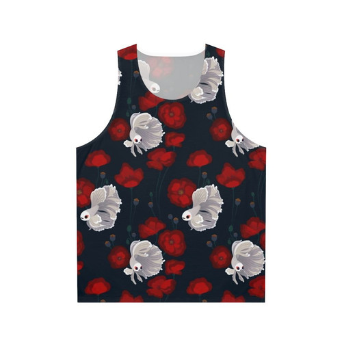 Betta fish and poppy flower unisex tank top