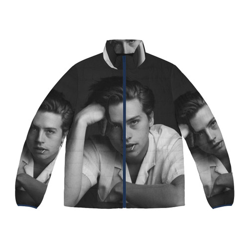 Cole Sprouse wearing a stylish puffer jacket as Jughead Jones from the hit TV series Riverdale