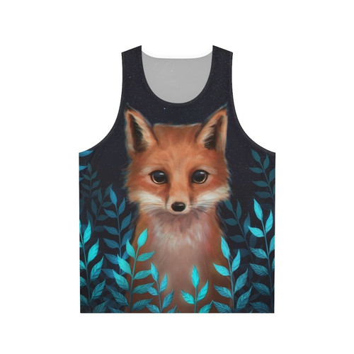 Unisex fox tank top with autumn leaves nature design
