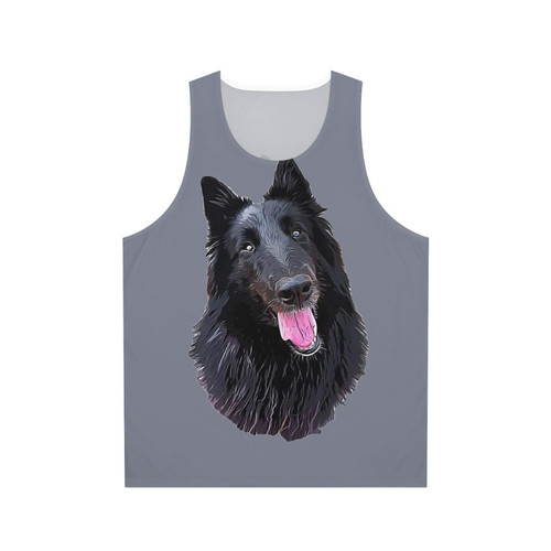 Belgian Shepherd Groenendael dog breed illustration on a unisex tank top