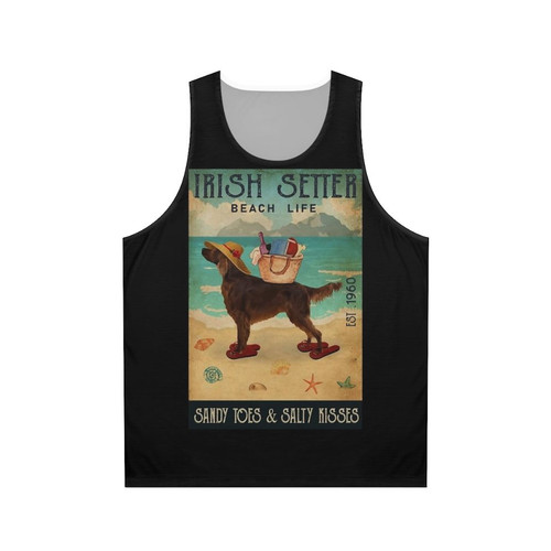 Retro beach life irish setter dog unisex tank top