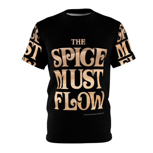 Dune inspired t-shirt featuring the iconic "The Spice Must Flow" design