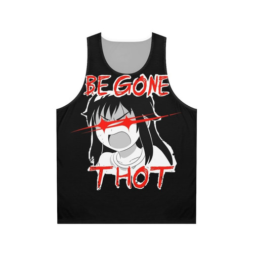 Anime-inspired unisex tank top with "Be Gone Thot" text