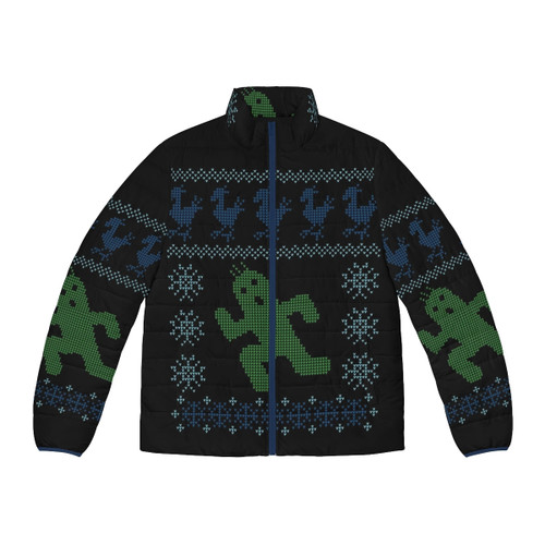 Christmas Cactus Puffer Jacket featuring Final Fantasy characters and winter design