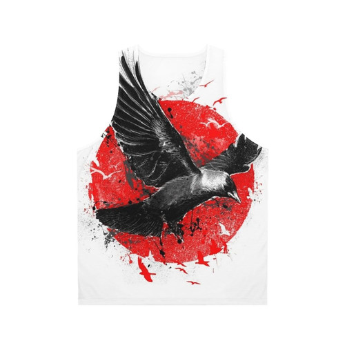 Unisex flight tank top with bird and moon graphics