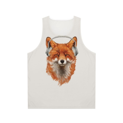 Smiling musical fox on unisex tank top