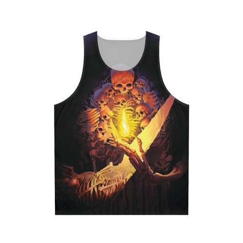 Dark Souls inspired unisex tank top with a skull and skeleton design