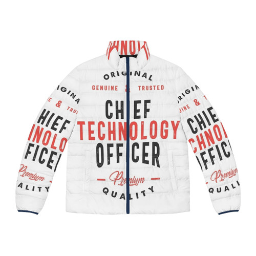 Chief Technology Officer wearing a puffer jacket for the office