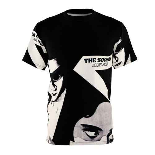 Retro black and white t-shirt design featuring an iconic artwork for post punk and new wave music fans