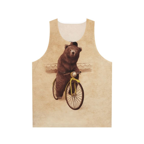 Vintage bear cycling unisex tank top