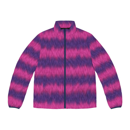 Cheshire Cat inspired puffer jacket with striped design and cute feline details