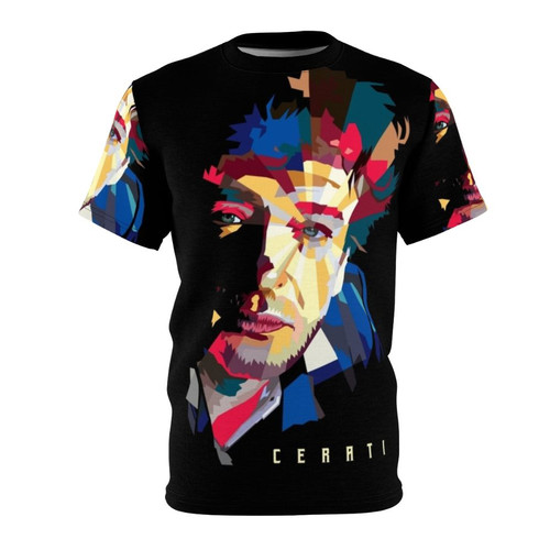 Artistic low poly design featuring the image of musician Gustavo Cerati