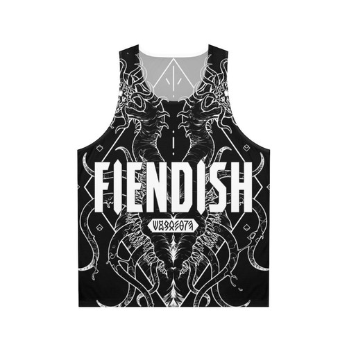 Fiendish Urgastij Geometric Horror Monster Black and White Tank Top