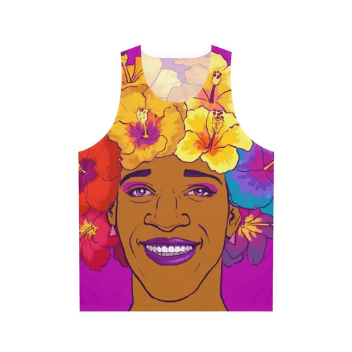 Marsha Johnson Unisex Tank Top with Floral Crown
