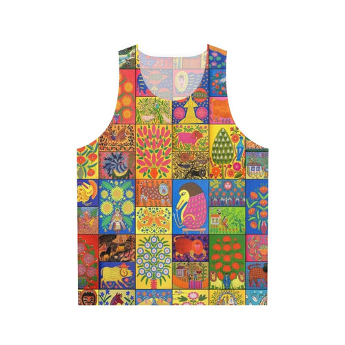 Maria Pryimachenko inspired unisex tank top featuring Ukrainian folk art