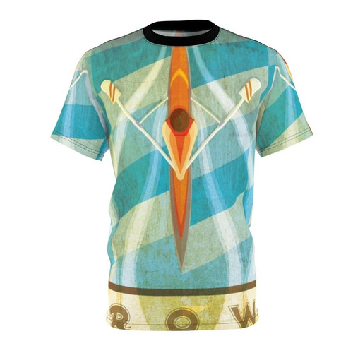Sculling T-shirt featuring a serene water and oar design