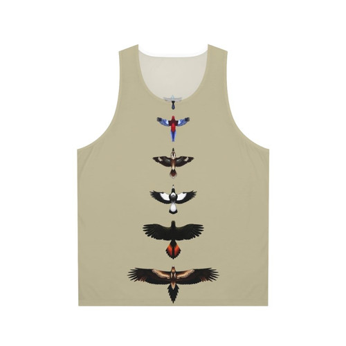 Unisex tank top with illustrated Australian birds