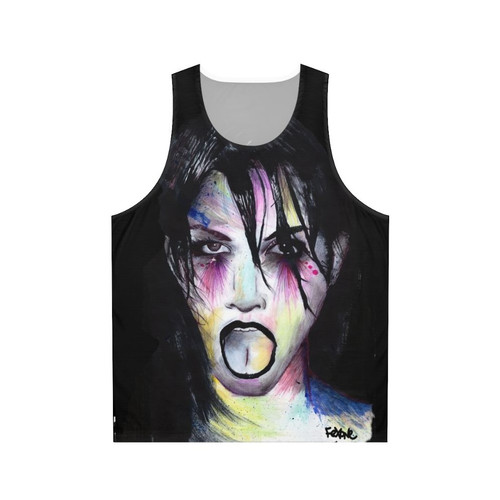 Unisex tank top with open mouth and tongue out design