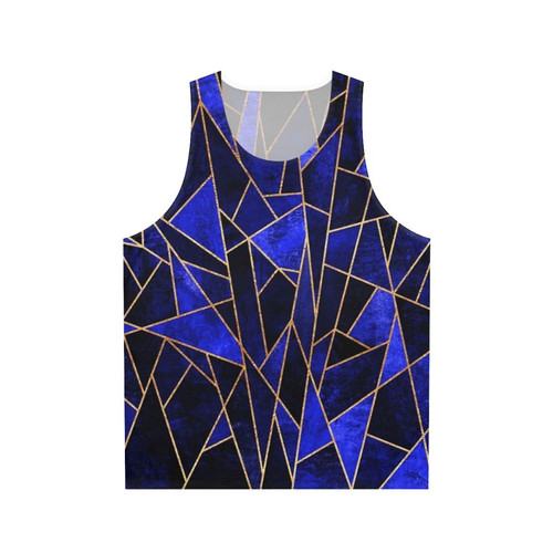 Minimalist geometric unisex tank top with shattered sapphire pattern