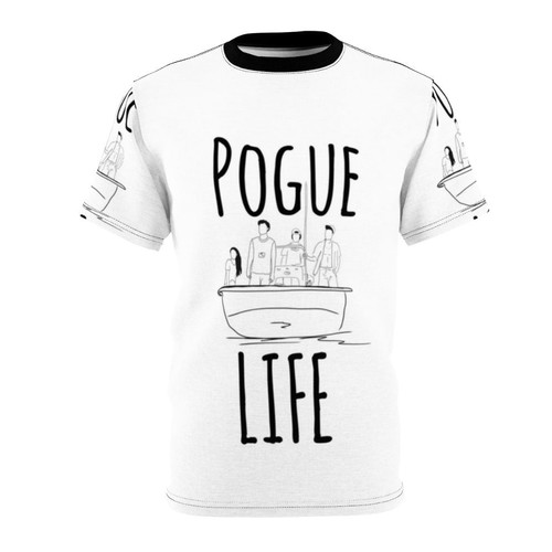 Coastal-inspired "Pogue Life" graphic t-shirt featuring an Outer Banks lifestyle design