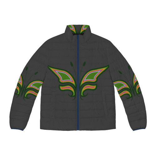 Butterfly Legendary Animals Puffer Jacket with beautiful, colorful, and abstract animal art design