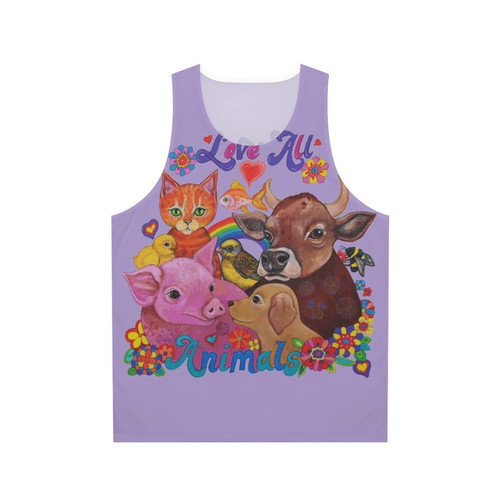 Unisex tank top with psychedelic animal design