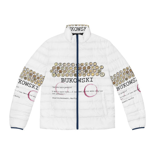 Bukowski inspired puffer jacket with sketch motif design