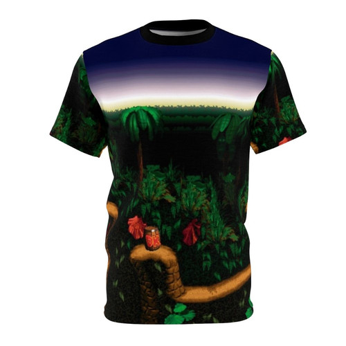 Barrel Cannon Canyon gaming t-shirt with a vintage, retro-inspired design featuring Donkey Kong elements from the SNES era.