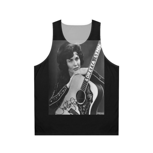 Vintage photo of Loretta Lynn, country music legend, on a unisex tank top