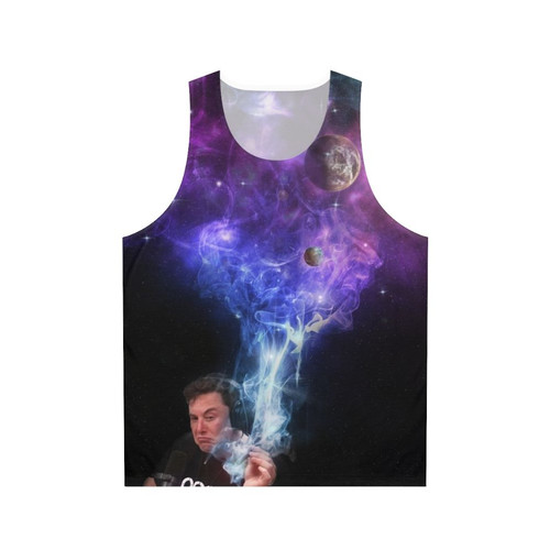 Unisex tank top with Elon Musk smoking the universe design