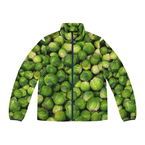 Brussels sprouts puffer jacket with a vibrant, vegetable-inspired design