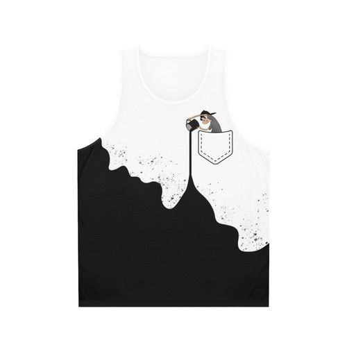 Unisex tank top with abstract paint splatter design