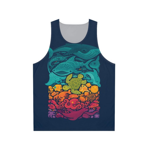 Colorful aquatic spectrum unisex tank top