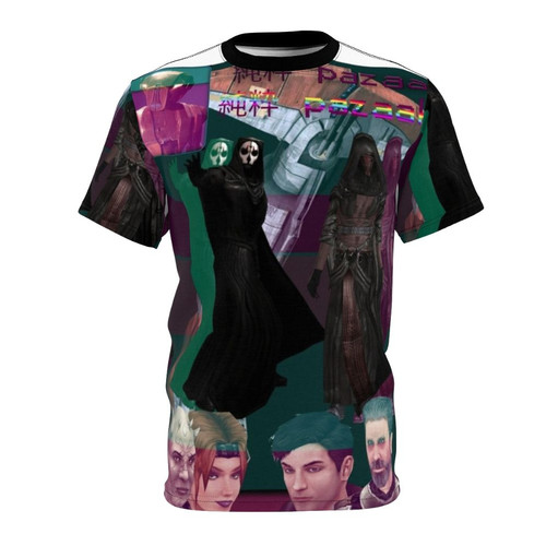 Retro gaming inspired t-shirt with Star Wars KOTOR 2 inspired vapor wave design