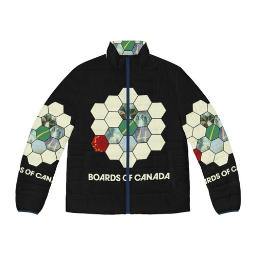 Boards of Canada retro puffer jacket with ambient electronic and plunderphonics design