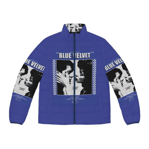 Blue Velvet movie poster puffer jacket featuring a surreal graphic design