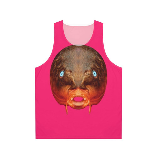 Unisex tank top featuring a surrealist "Trout Mask Replica" design