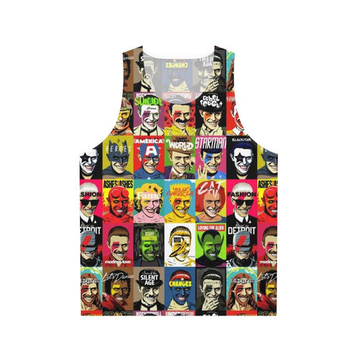 Retro pop art unisex tank top with 80s and 70s fashion mashup